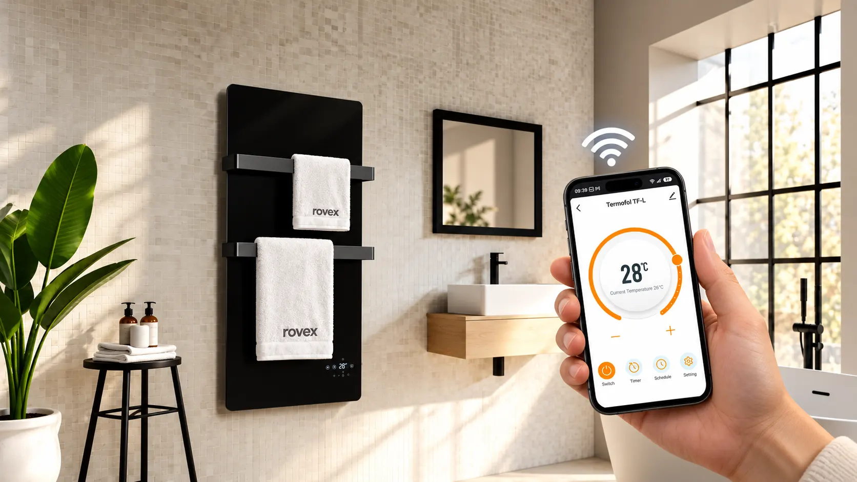 TERMOFOL TF-LB400 WiFi električni infracrveni stakleni sušač peškira za kupatilo