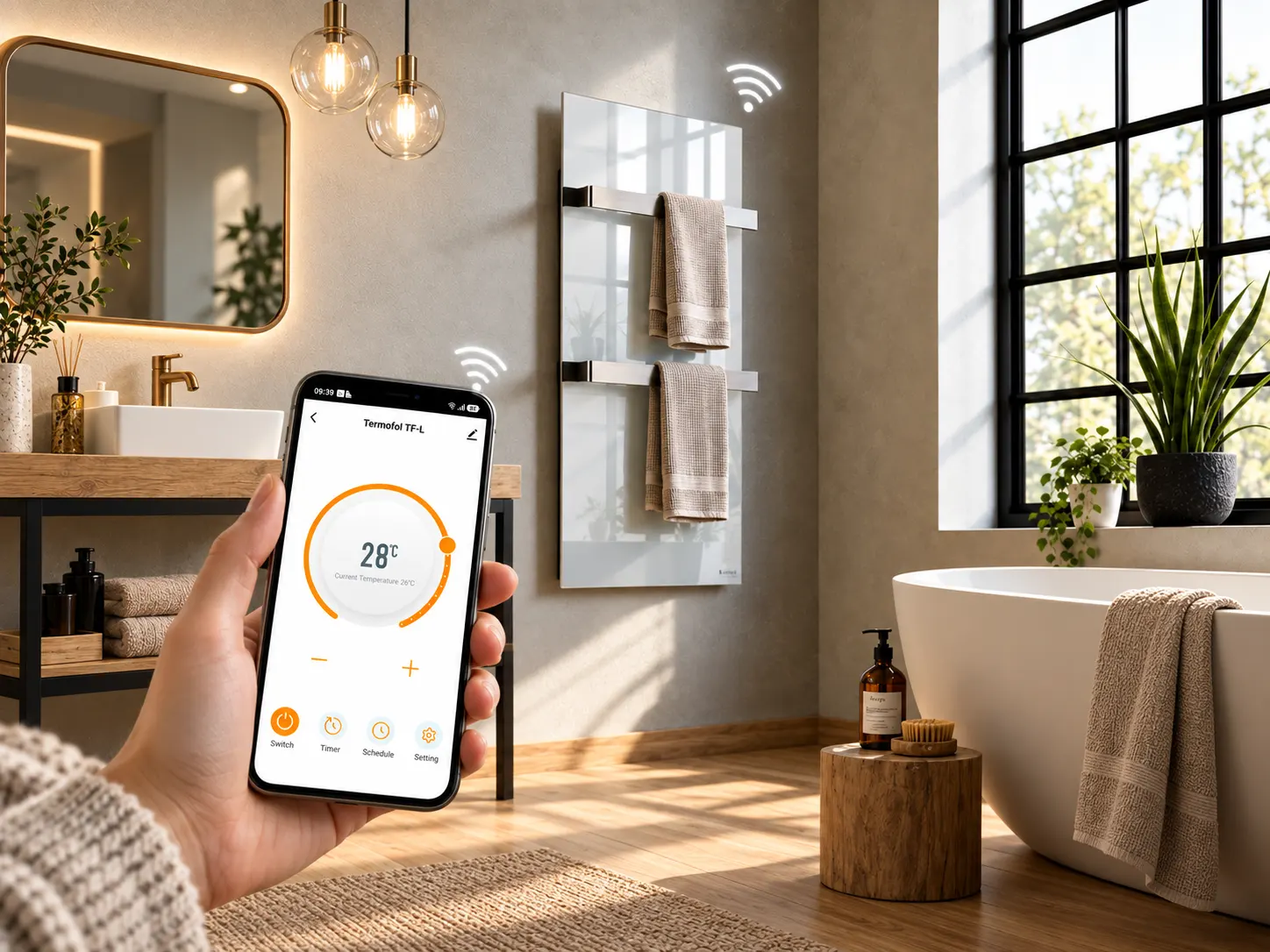 TERMOFOL TF-LW400  WiFi električni infracrveni stakleni sušač peškira za kupatilo